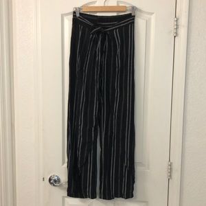 Japna Flowy Palazzo Pants Black with White Stripes Size M